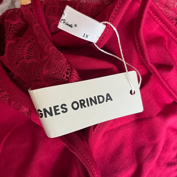 NWT Agnes Orinda spaghetti strap lace drape tank top - camisole - Picture 3 of 5